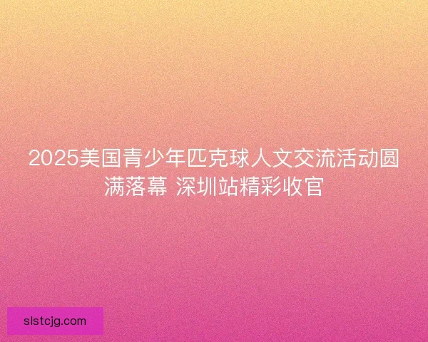 2025美国青少年匹克球人文交流活动圆满落幕 深圳站精彩收官
